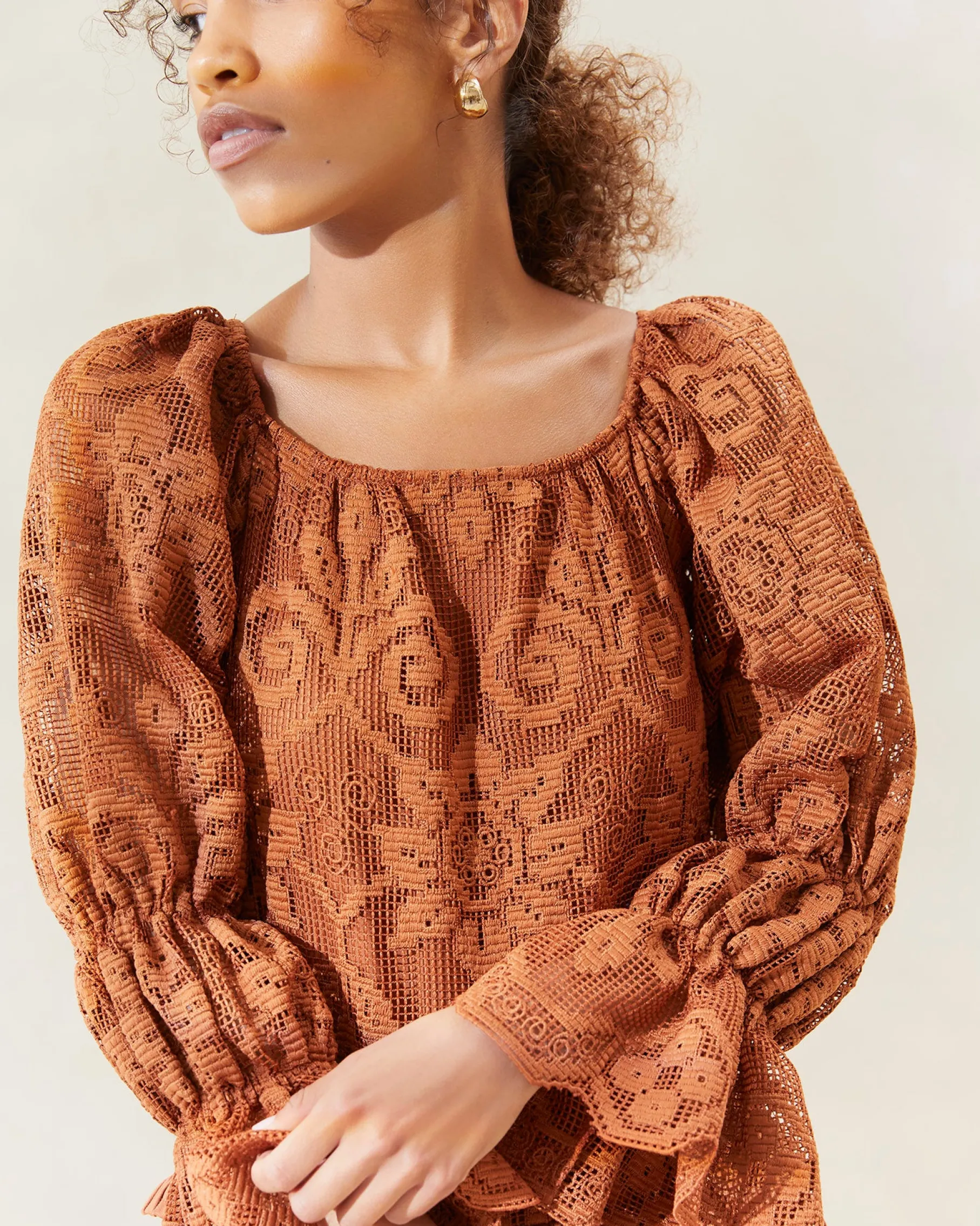 Antoinette Sage Tiered Lace Dress