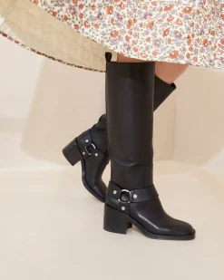 Audrey Black Tall Engineer Boot