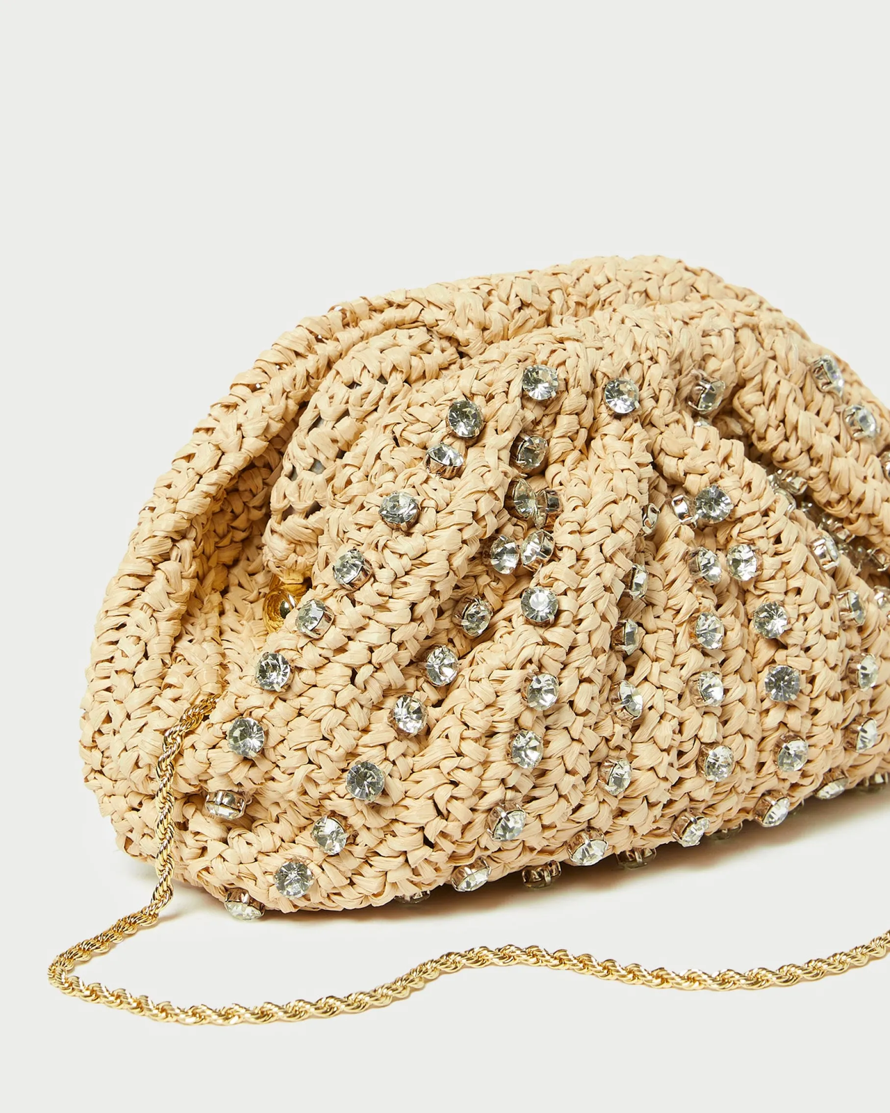 Bailey Natural/Crystal Dome Clutch