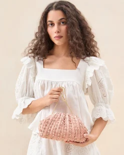 Bailey Natural/Crystal Dome Clutch