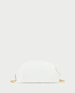 Bailey White Pleated Dome Clutch
