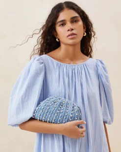 Bailey White Pleated Dome Clutch