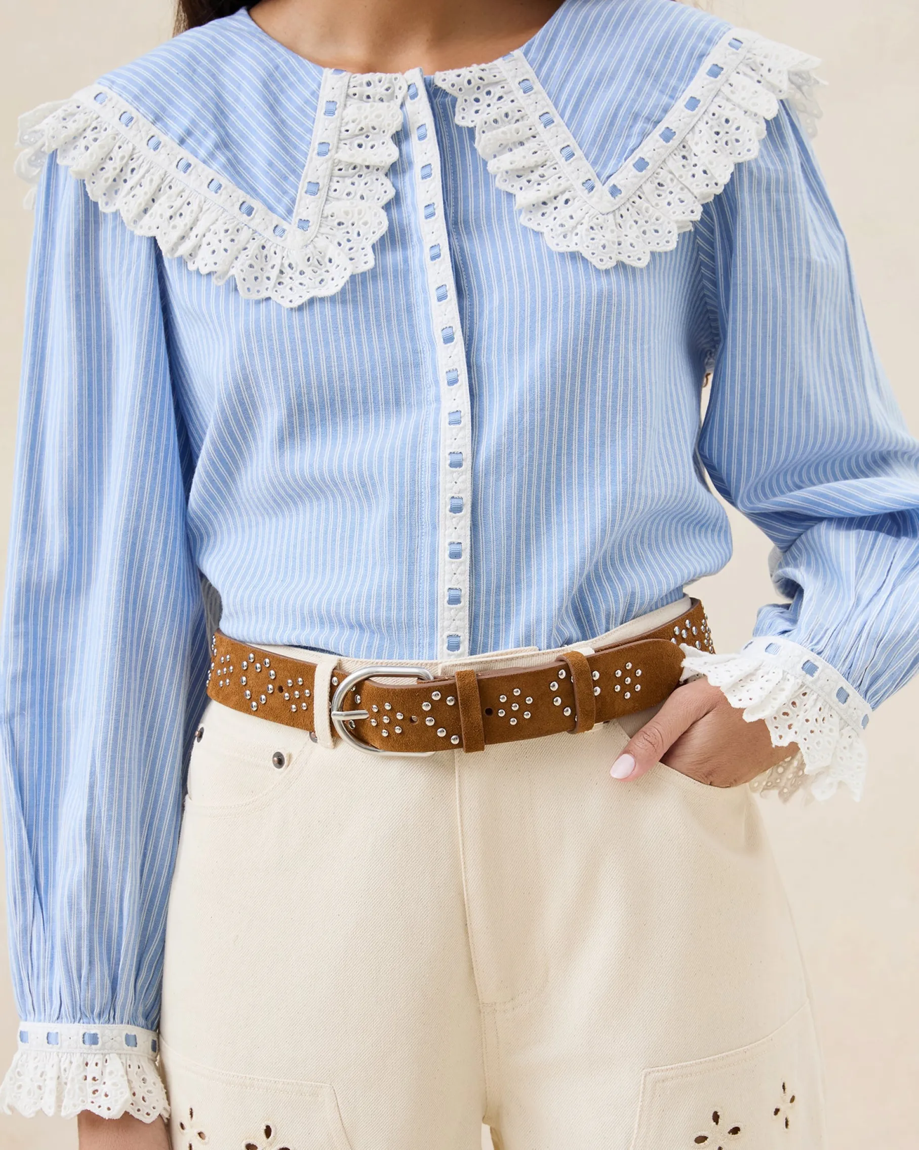 Beckett Cacao Suede Studded Belt
