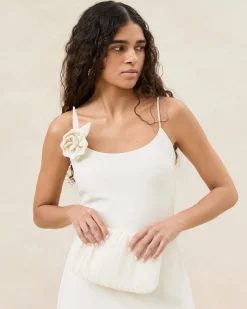 Brit Cream Flat Pleated Clutch