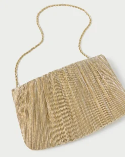 Brit Gold Lamé Pleated Clutch