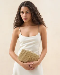 Brit Sage Flat Pleated Clutch