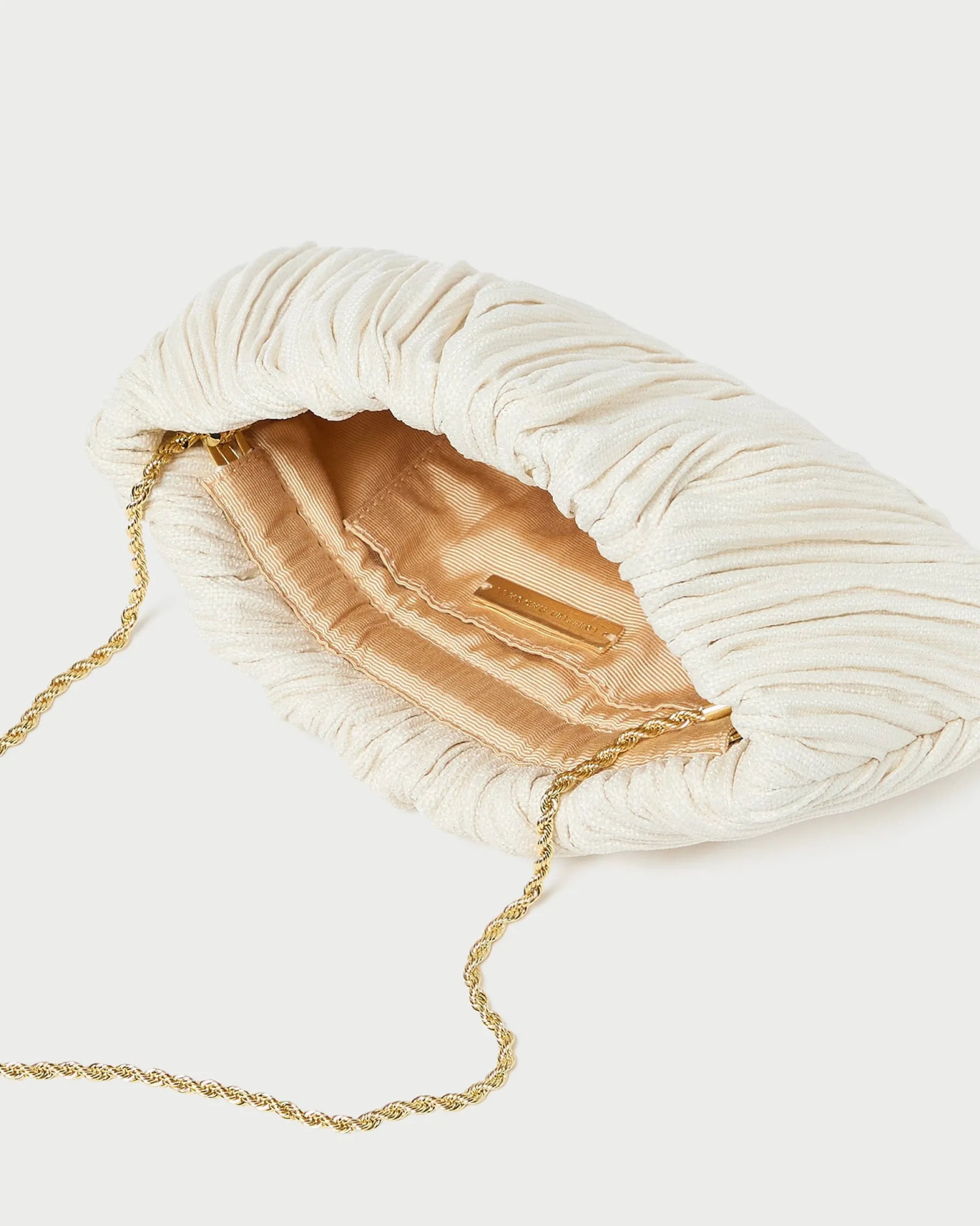 Brit White Flat Pleated Clutch