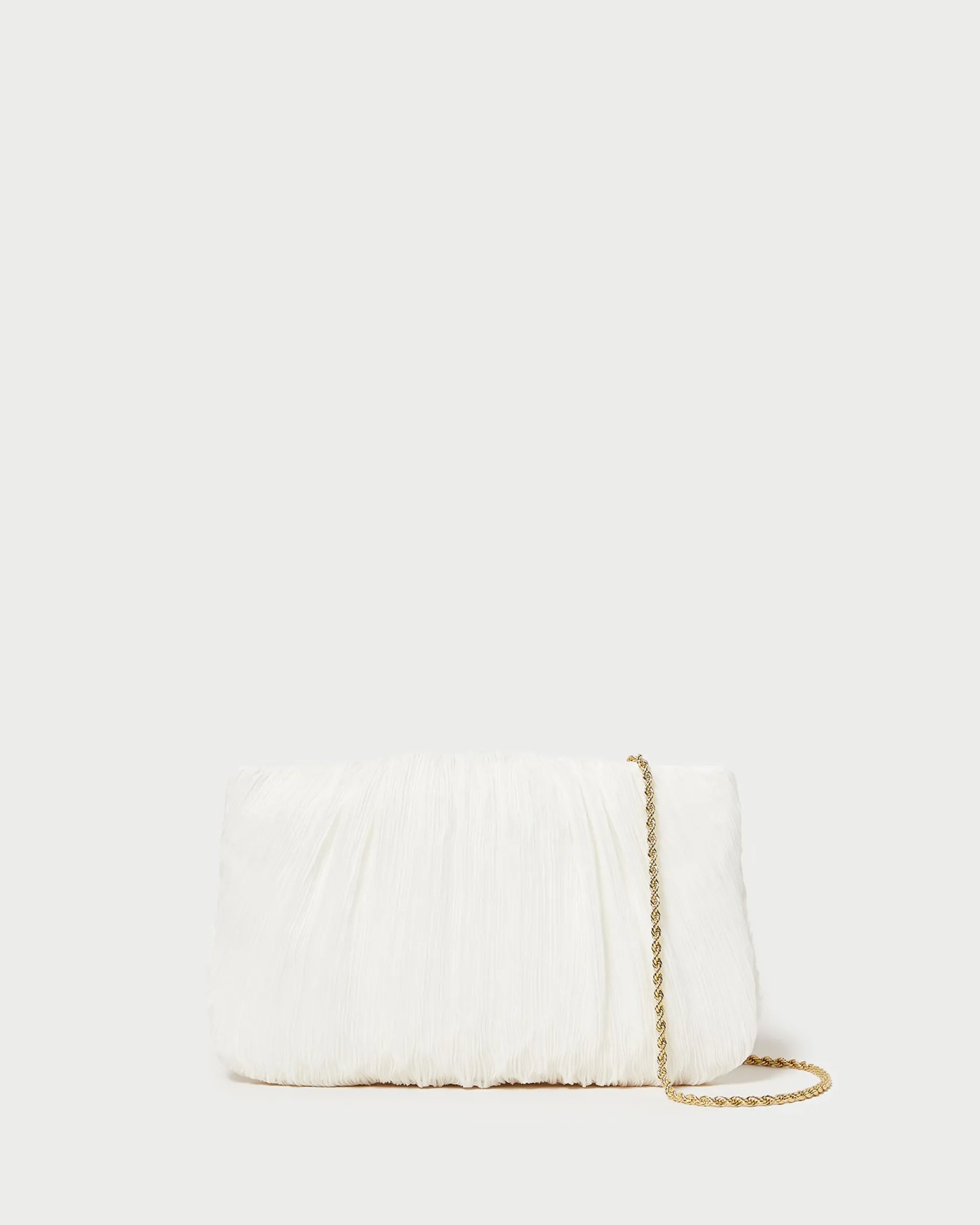 Brit White Flat Pleated Clutch