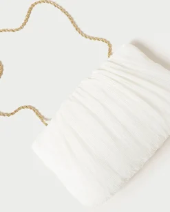 Brit White Flat Pleated Clutch