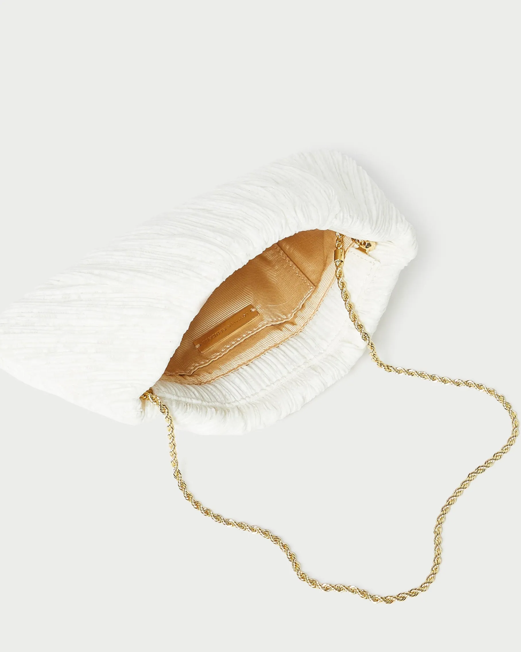 Brit White Flat Pleated Clutch