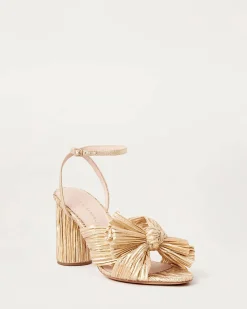 Camellia Black Pleated Bow Heel