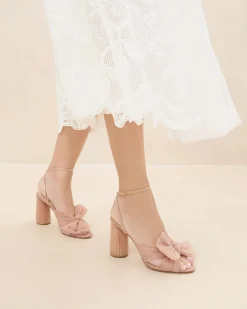 Camellia Black Pleated Bow Heel