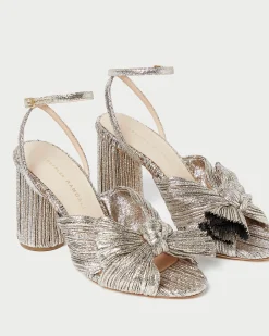 Camellia Blue Pleated Bow Heel