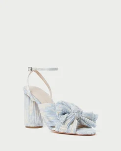 Camellia Champagne Pleated Bow Heel