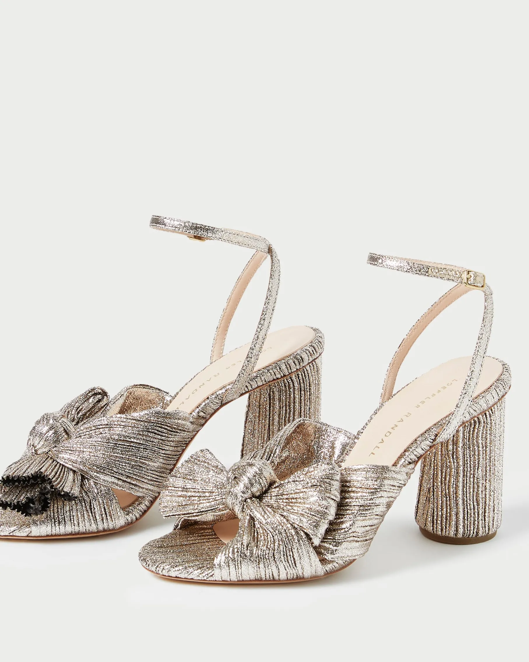 Camellia Champagne Pleated Bow Heel