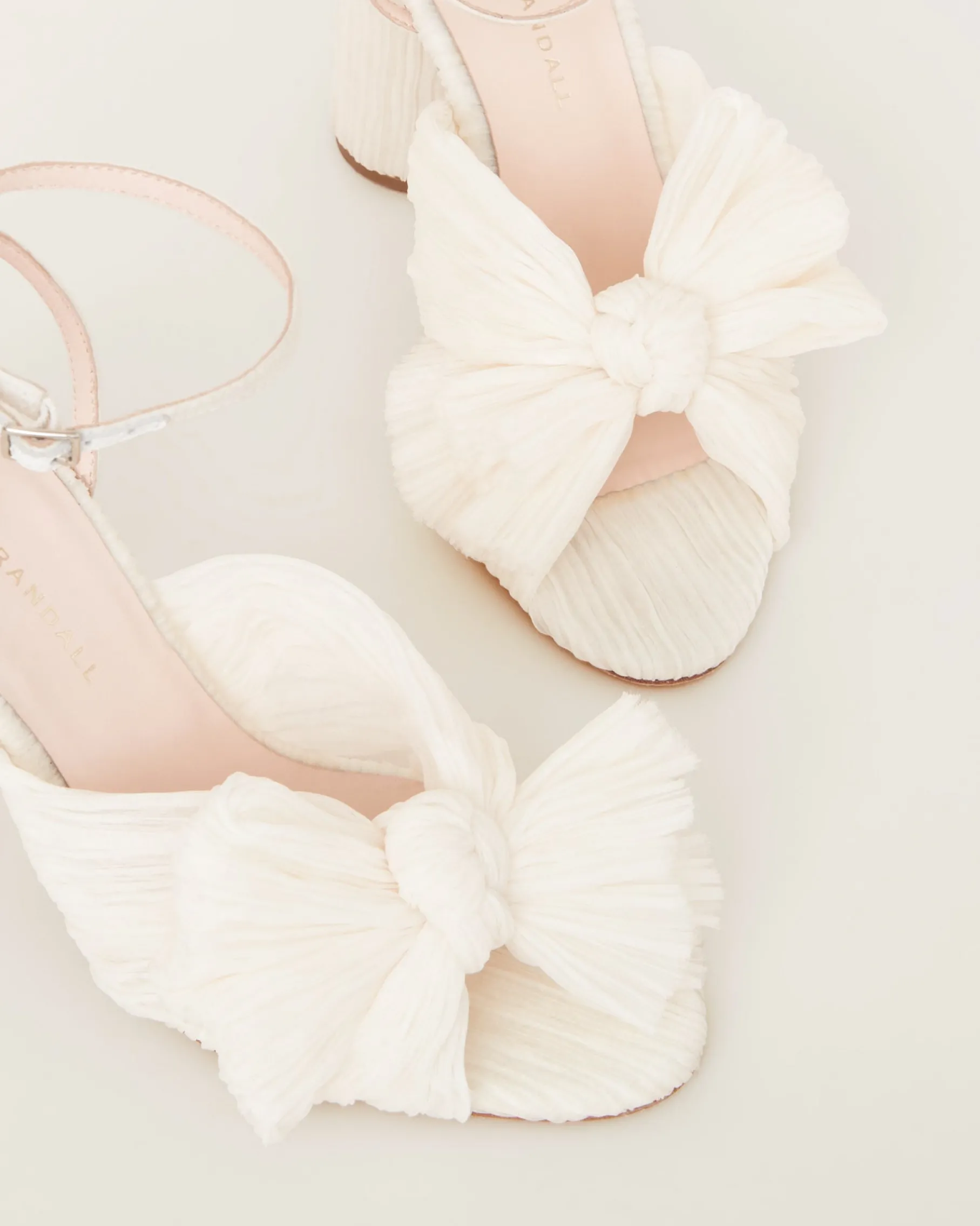 Camellia Champagne Pleated Bow Heel