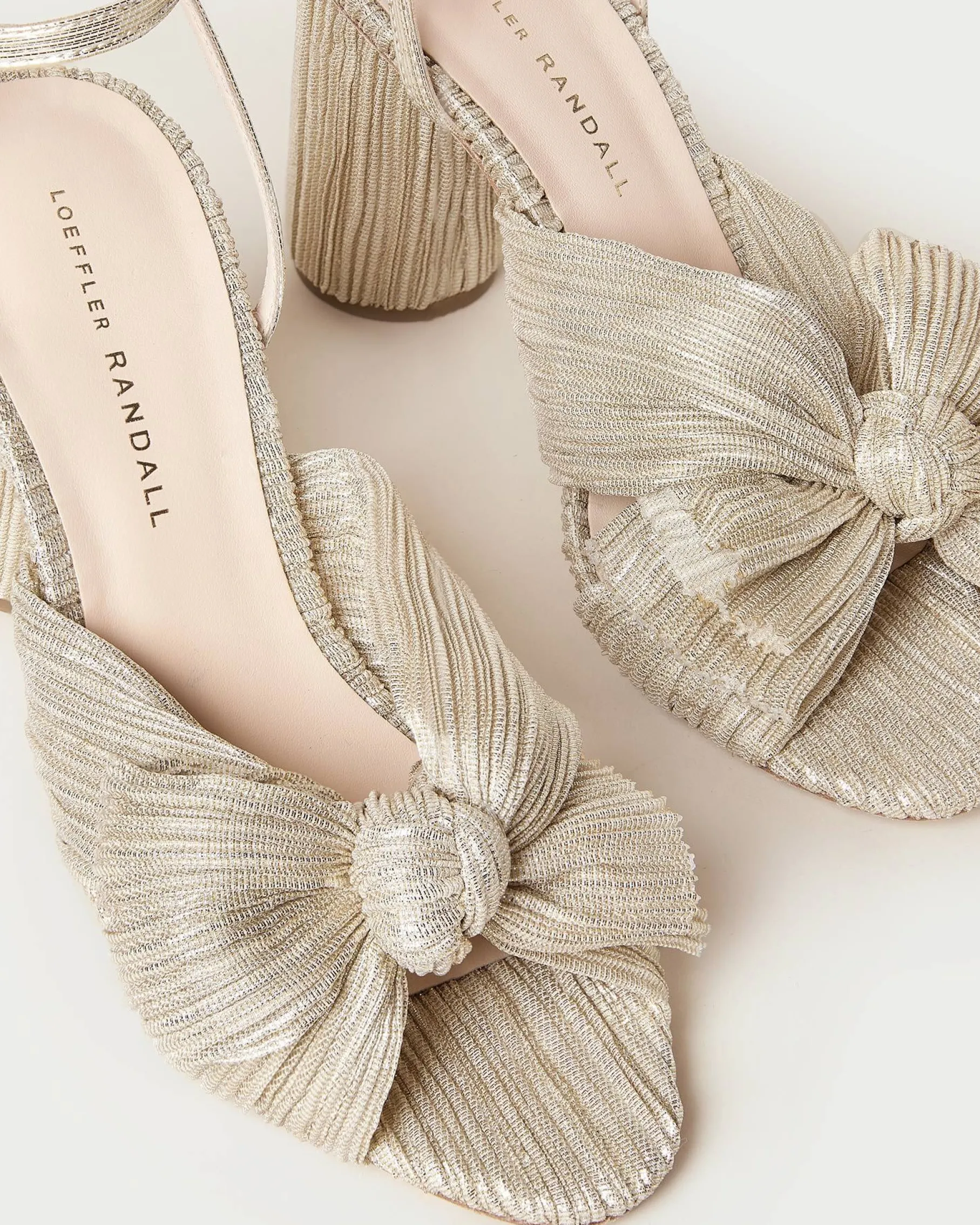 Camellia Champagne Pleated Bow Heel