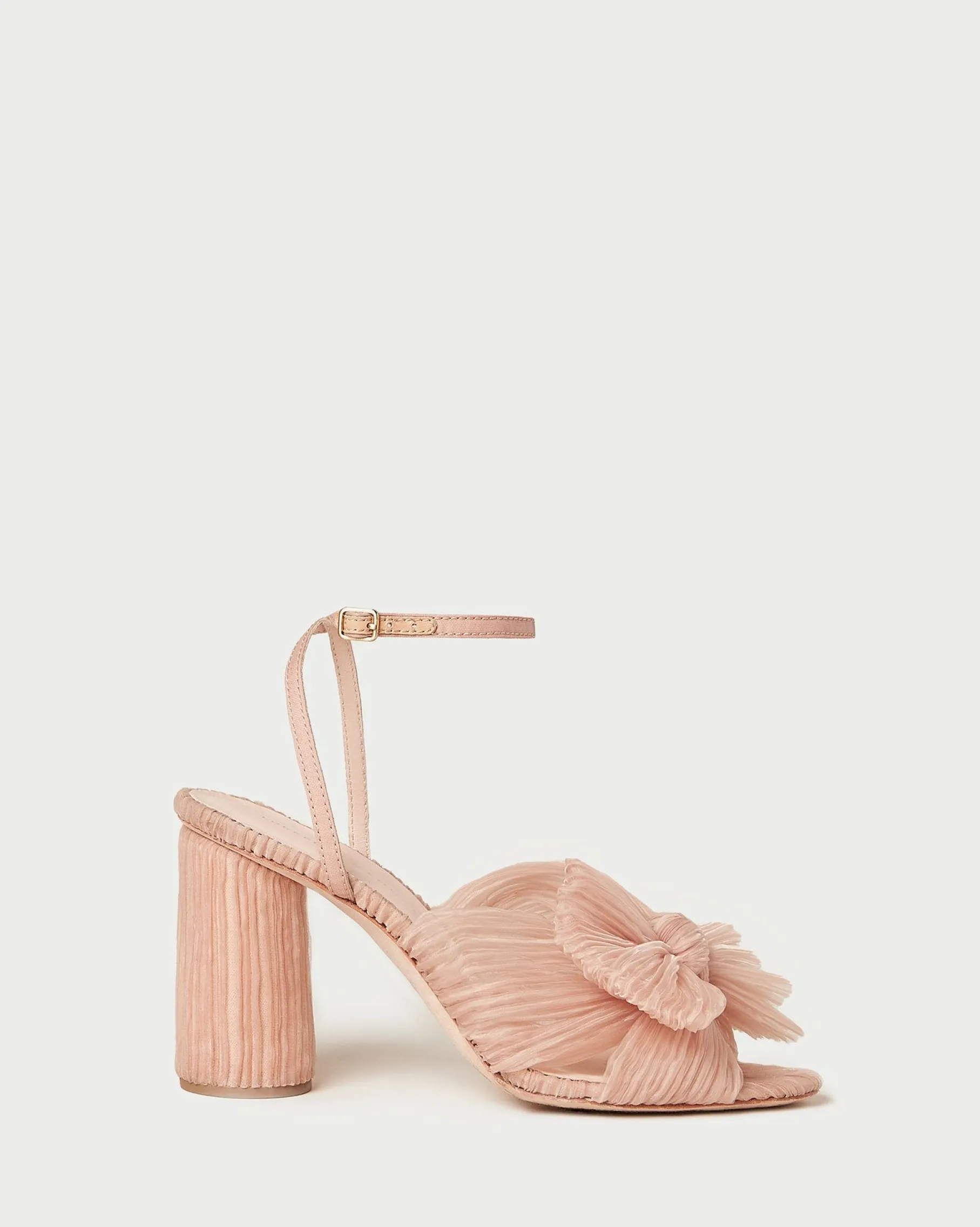 Camellia Champagne Pleated Bow Heel