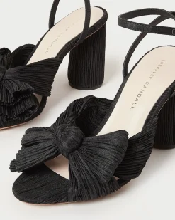 Camellia Gold Pleated Bow Heel