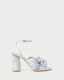 Camellia Gold Pleated Bow Heel