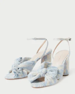 Camellia Gold Pleated Bow Heel