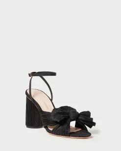 Camellia Pearl Pleated Bow Heel