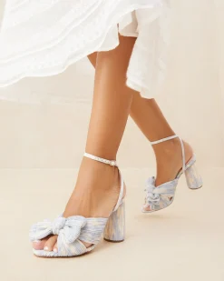 Camellia Platinum Pleated Bow Heel