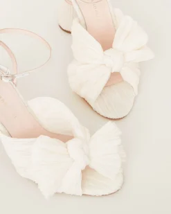 Camellia Platinum Pleated Bow Heel