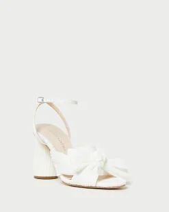 Camellia Platinum Pleated Bow Heel