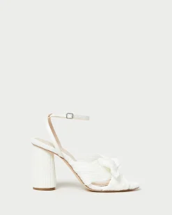 Camellia White Pleated Bow Heel