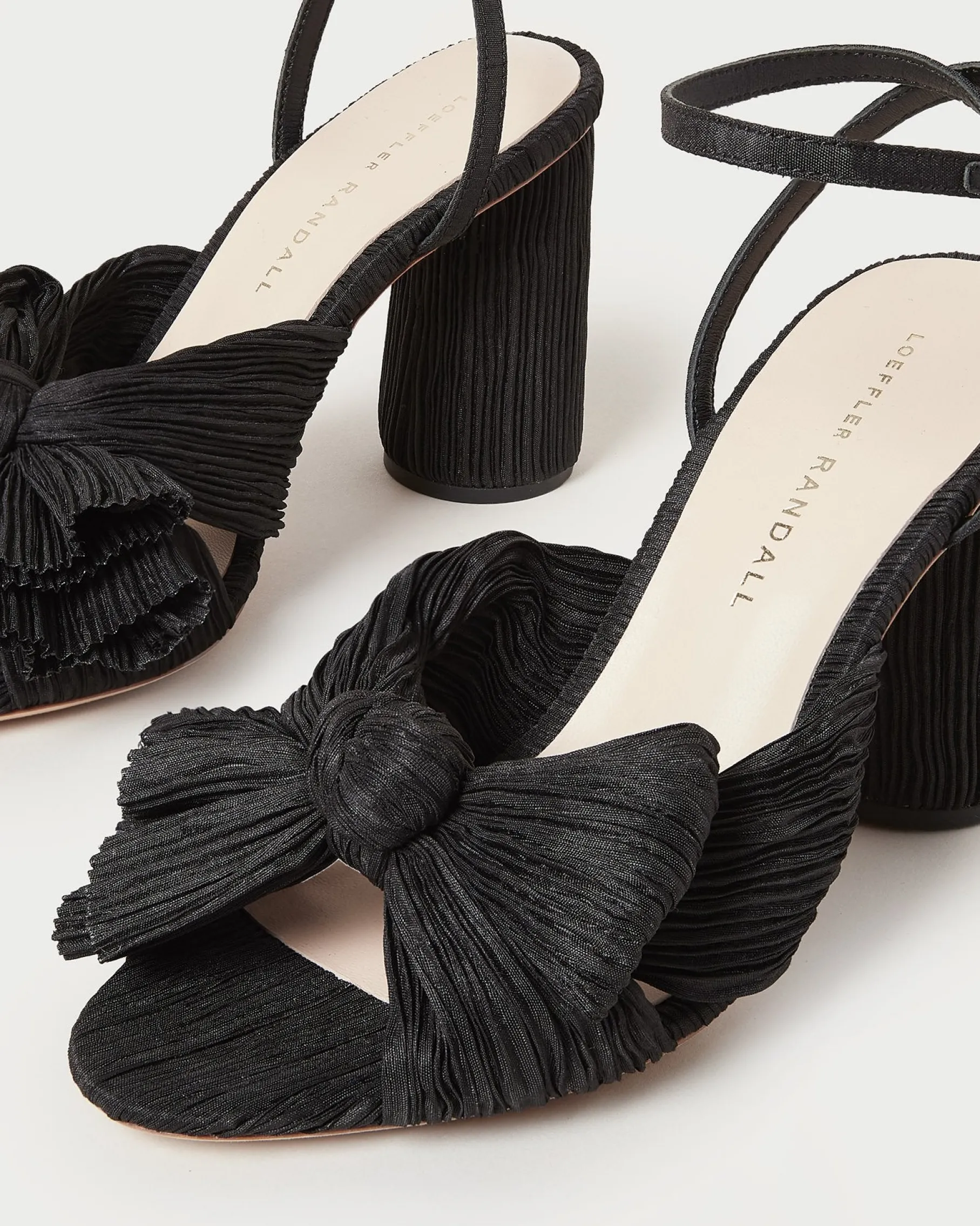 Camellia White Pleated Bow Heel