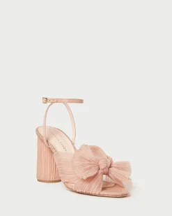 Camellia White Pleated Bow Heel