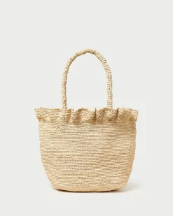 Cyrus Natural Ruffled Woven Tote