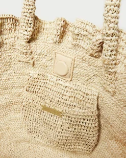 Cyrus Natural Ruffled Woven Tote