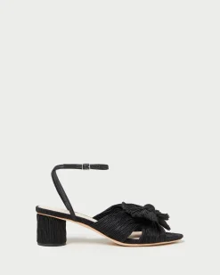 Dahlia Black Pleated Bow Heel