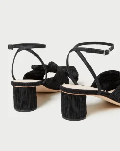 Dahlia Black Pleated Bow Heel