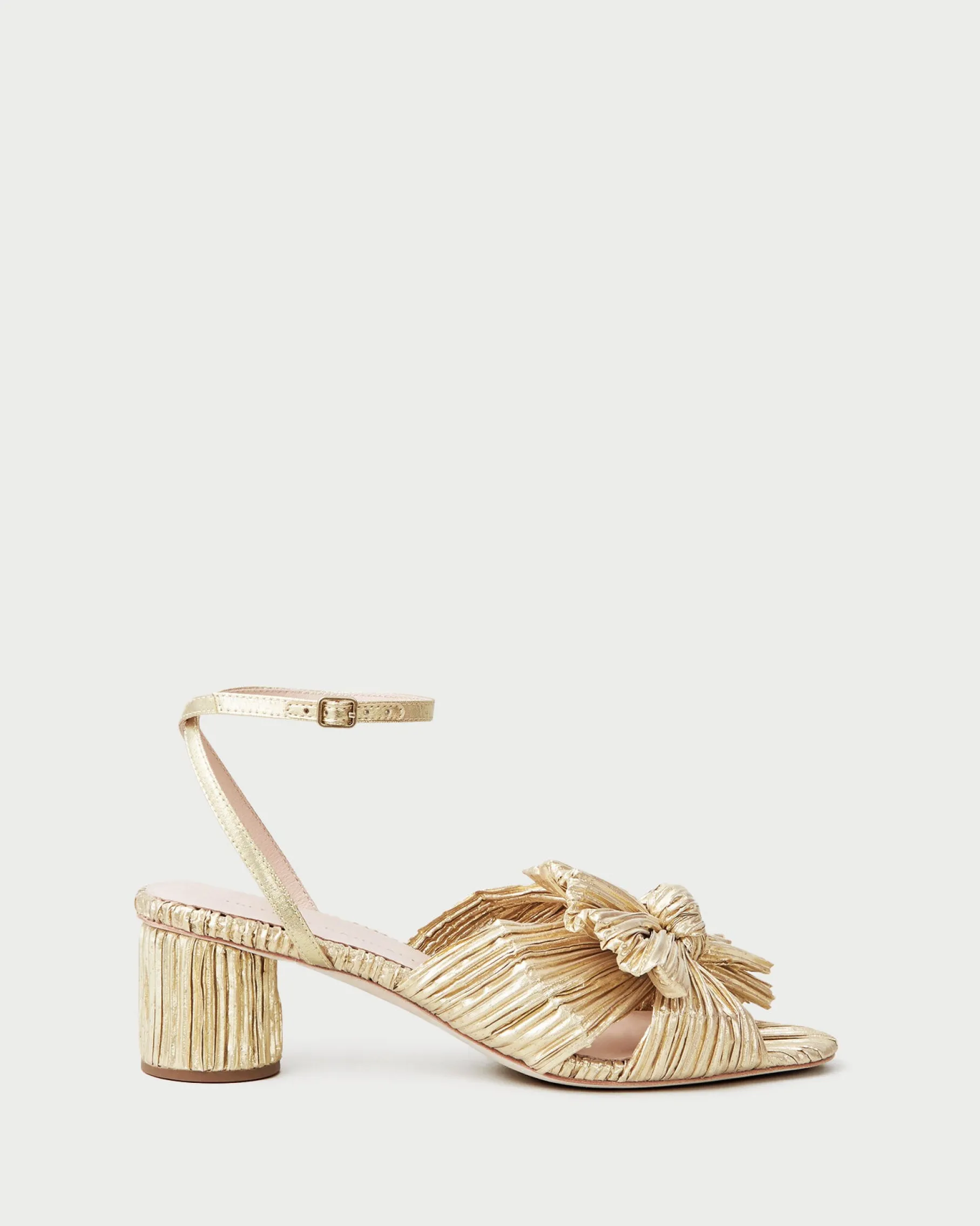 Dahlia Champagne Pleated Bow Heel