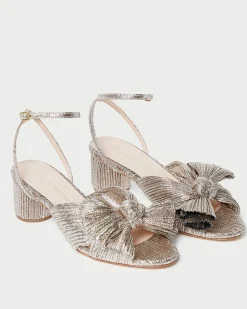 Dahlia Gold Pleated Bow Heel