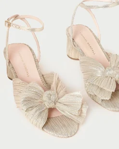 Dahlia Gold Pleated Bow Heel