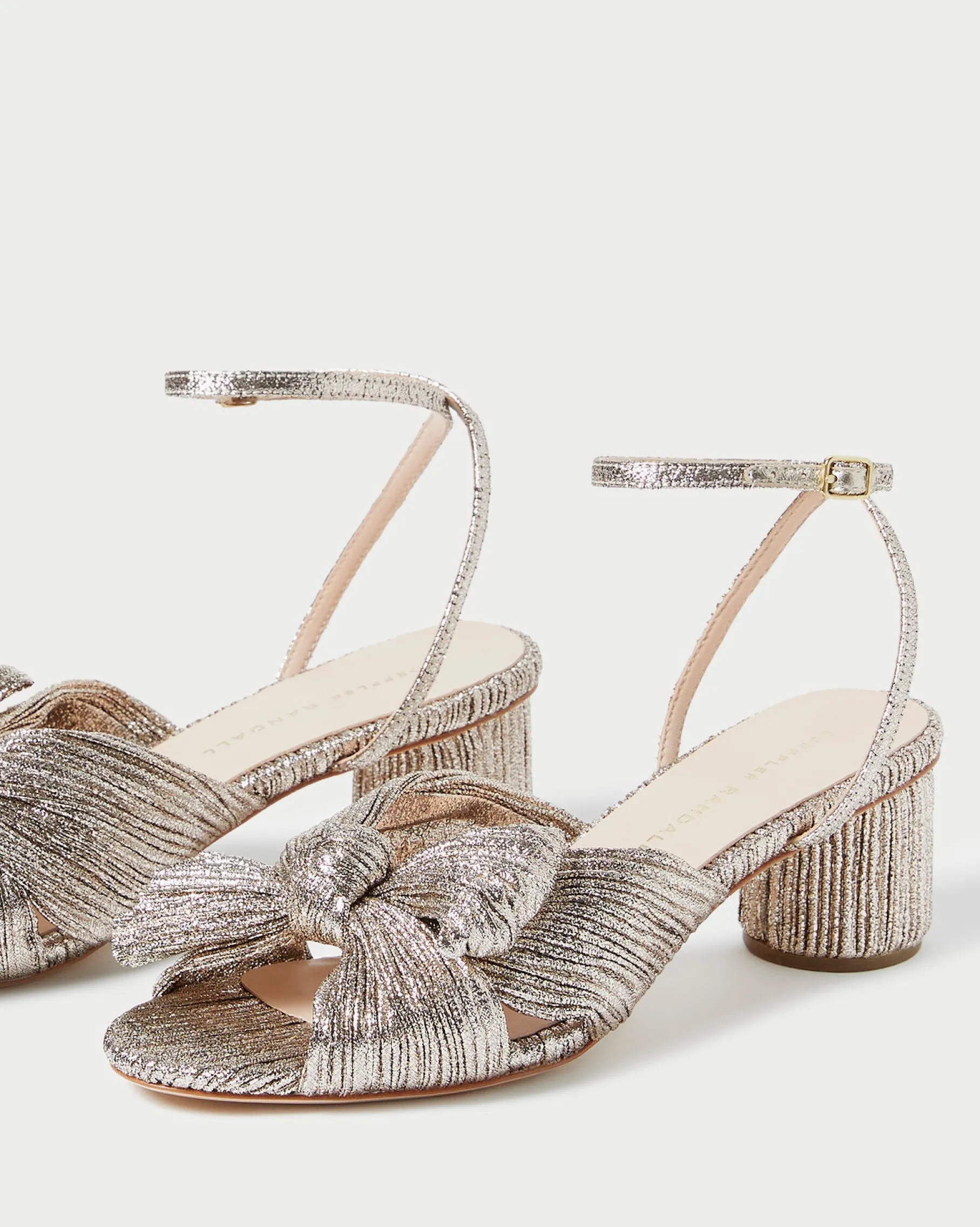 Dahlia Platinum Pleated Bow Heel