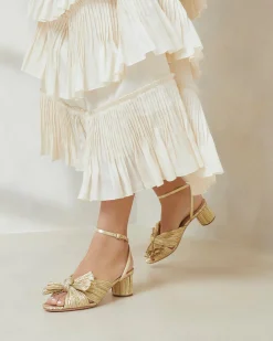 Dahlia Platinum Pleated Bow Heel