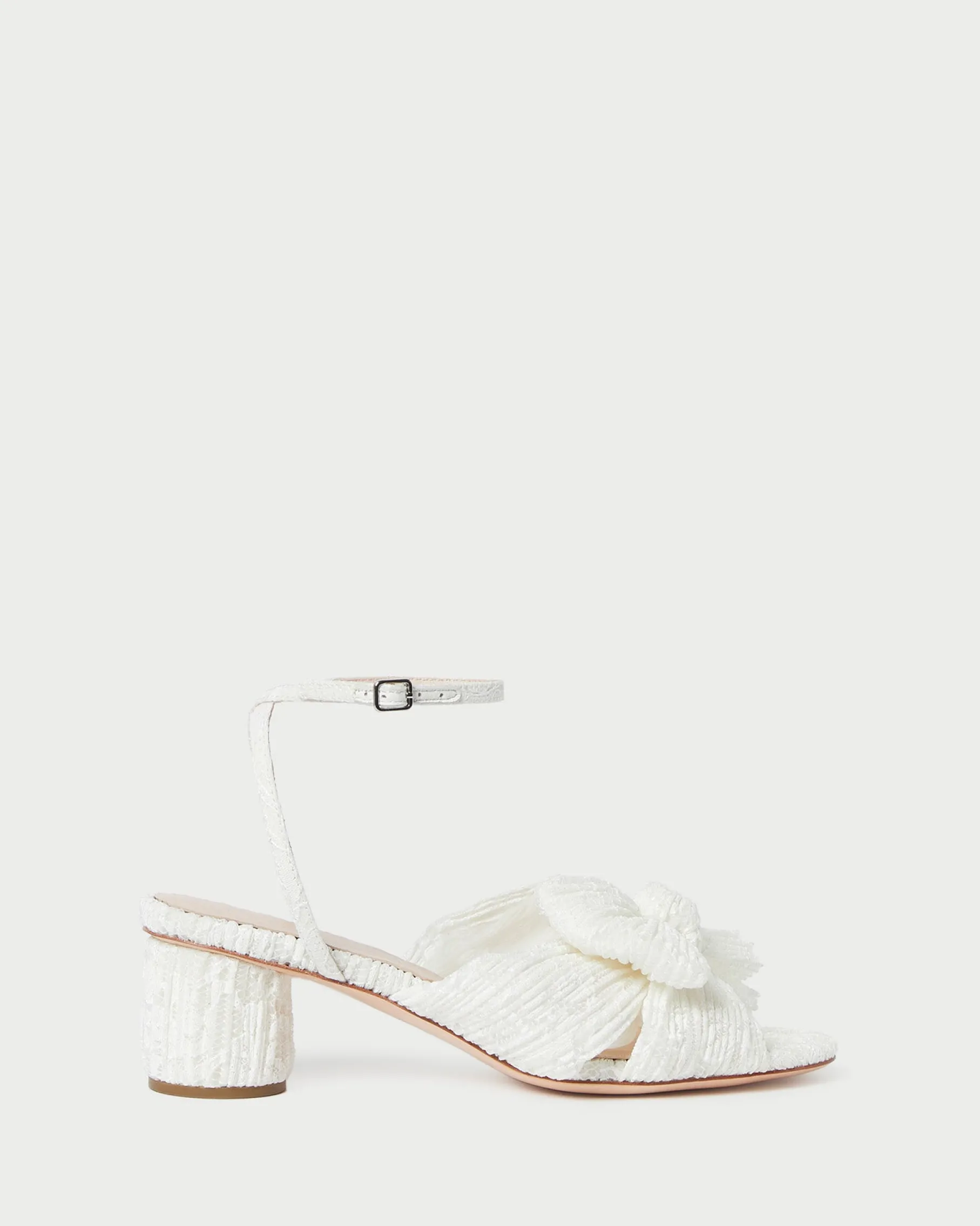 Dahlia Platinum Pleated Bow Heel
