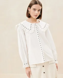 Daisy Blue Broderie Collared Blouse