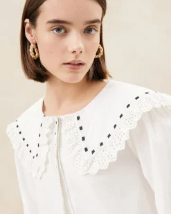 Daisy Blue Broderie Collared Blouse