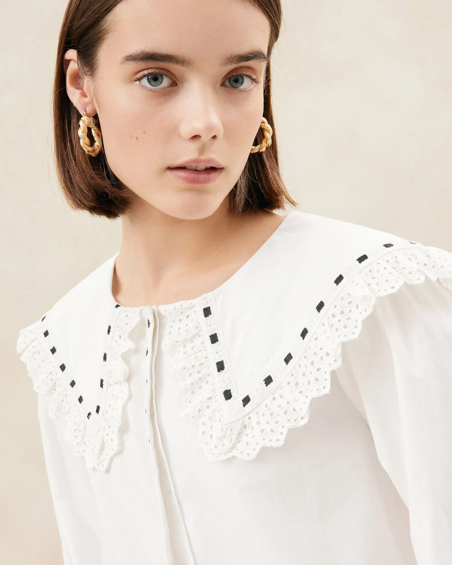 Daisy Blue Broderie Collared Blouse