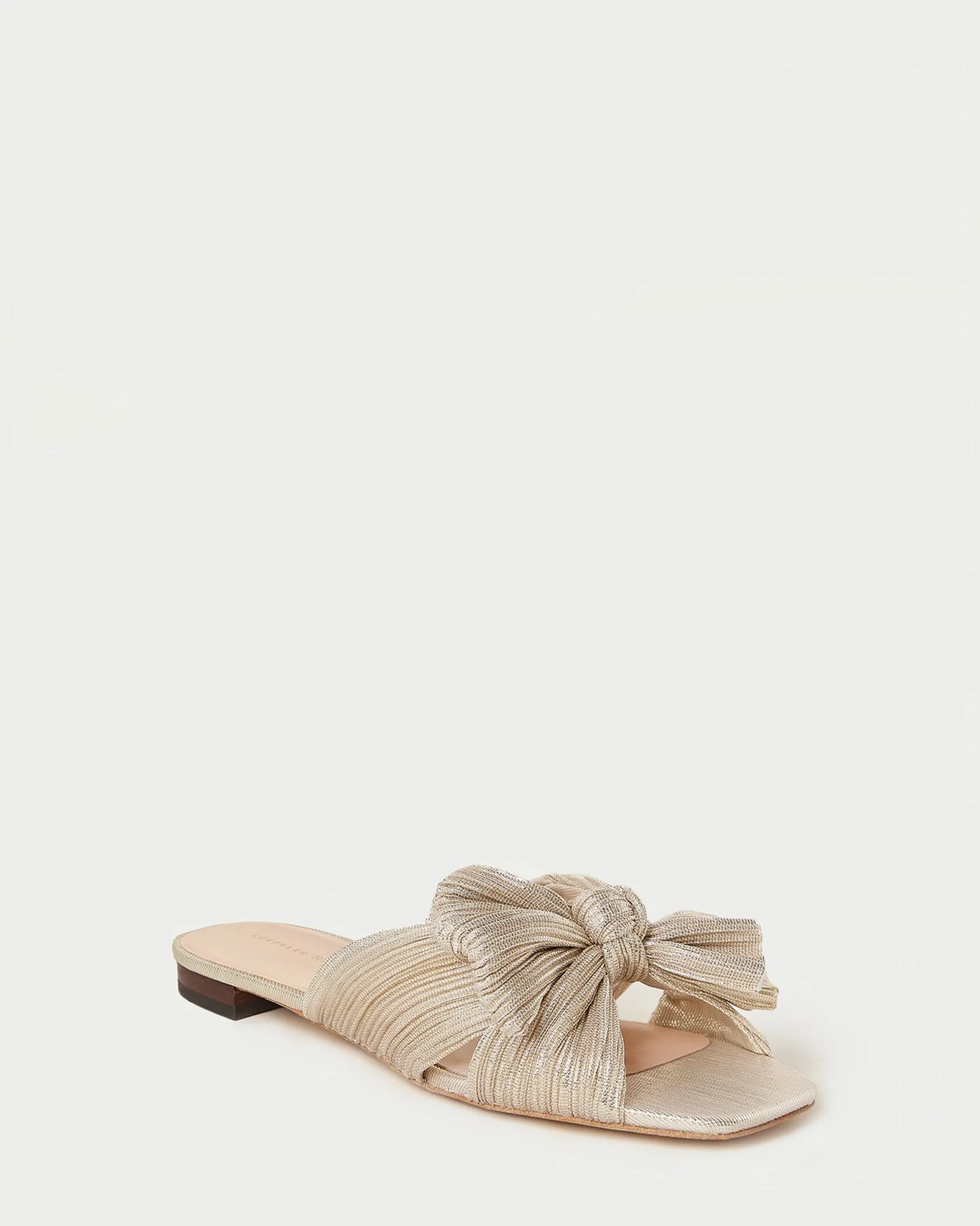 Daphne Gold Pleated Bow Slide