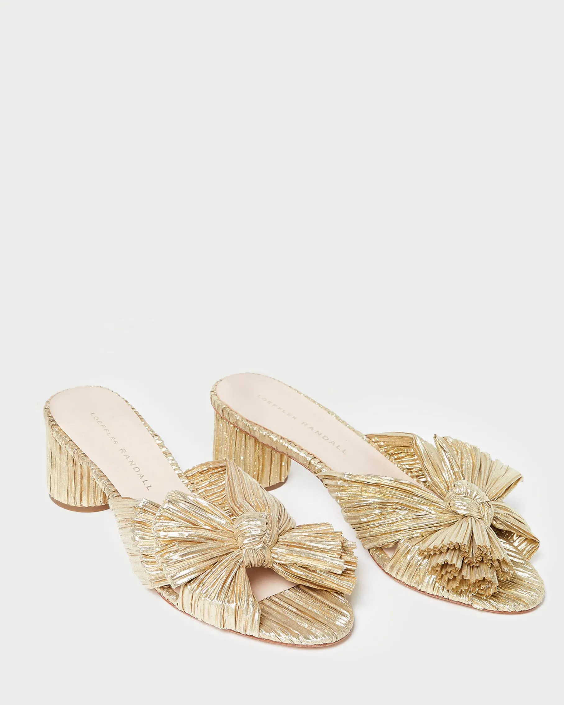 Emilia Gold Pleated Bow Heel