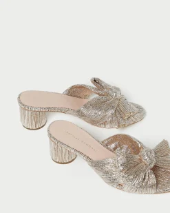 Emilia Gold Pleated Bow Heel