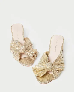Emilia Gold Pleated Bow Heel