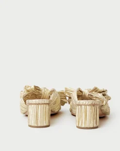 Emilia Gold Pleated Bow Heel